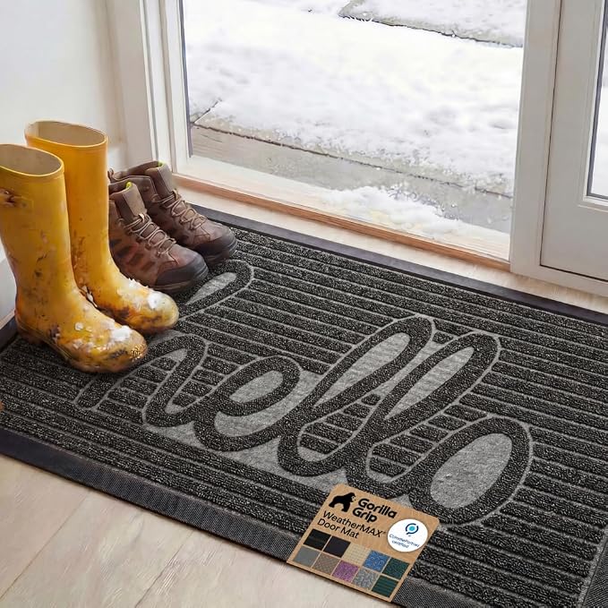 GORILLA GRIP 100% Waterproof All-Season WeatherMAX Doormat, US Designed Natural