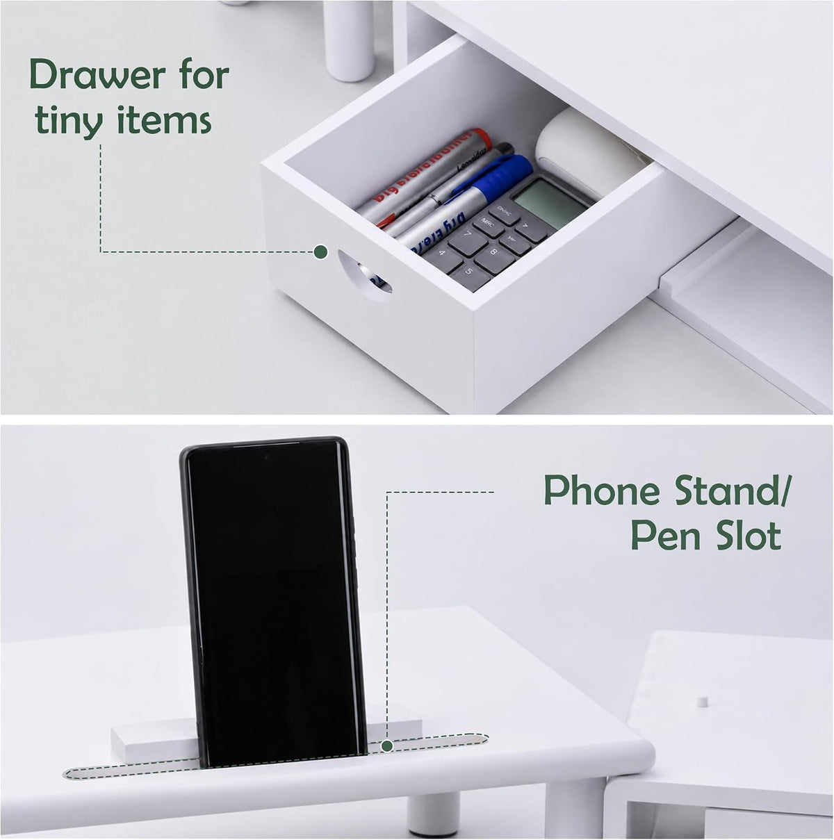 Dual Monitor Stand Riser with Drawer for Desk Laptop