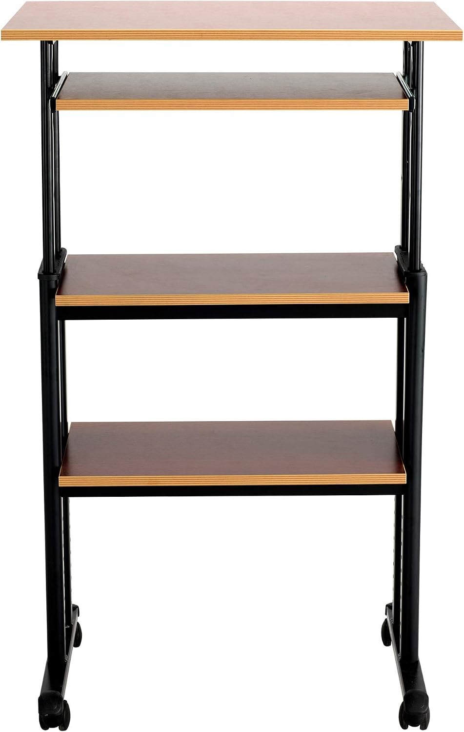Safco 1929CY MUV Mobile Stand-Up Height-Adjustable Desk,Keyboard Storage, Steel Frame Construction, Durable Melamine Laminate Work Surface, 4 Wheels, Narrow Design