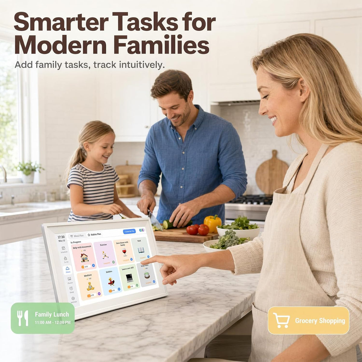 15.6 Inch Digital Calendar Wall Touch Screen, 32GB Electronic Smart Family Planner with Chore Chart, Wall & Desk Mountable, Interactive Calendar for Home, Gifts for Mom Dad Women Men