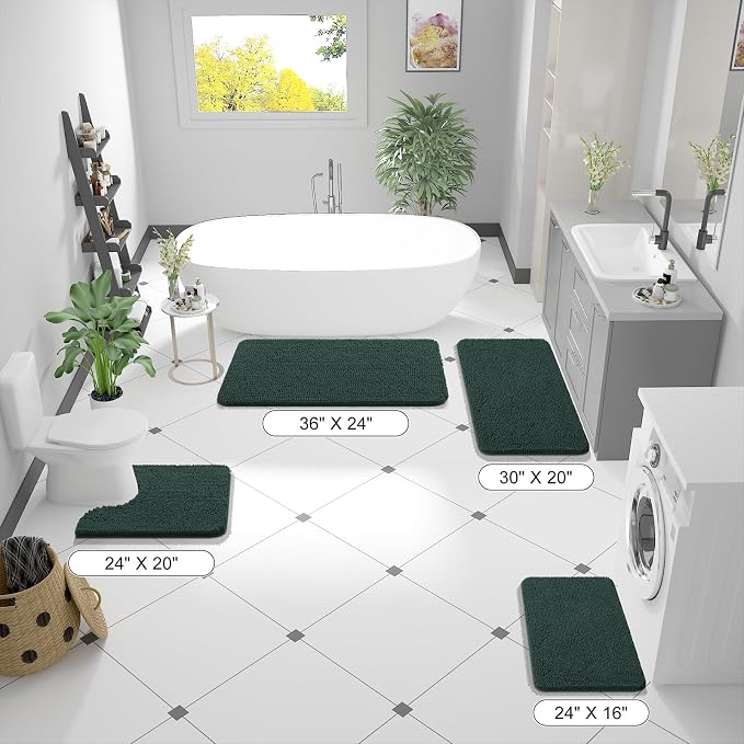 OLANLY Bathroom Runner Rugs 70x24, Soft Absorbent Chenille Bath Rugs, Rubber