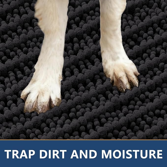 Smiry Dog Door Mat for Muddy Paws 40x24, Absorbent Dirt Trapper, Non-Slip