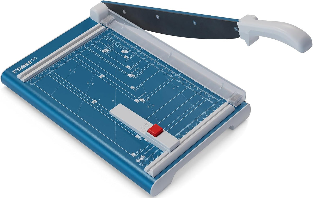 Dahle 533 Professional Guillotine Trimmer, 13" Cut Length, 15 Sheet Capacity, Self-Sharpening, Manual Clamp, German Engineered Paper Cutter