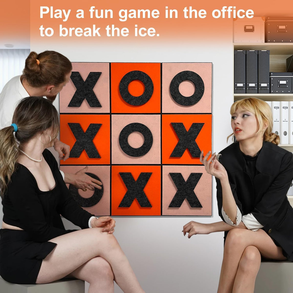 Tic Tac Toe Game Bulletin Board Decorations 18 Piece Cork Boards for Walls Felt Squares Tiles for Office Family Entertainment 36×36 Inch