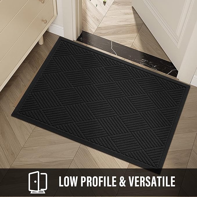 HIYARD Sturdy Front Door Mat, Absorbent Muddy Dirt Resist Welcome Door Mats
