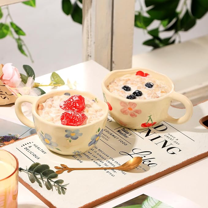 VanEnjoy Ceramic Cup, Cute Coffee Mug, Strawberry Mug, Aesthetic Coffee Mug