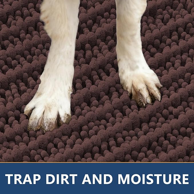 Smiry Dog Door Mat for Muddy Paws 48x30, Absorbent Dirt Trapper, Non-Slip