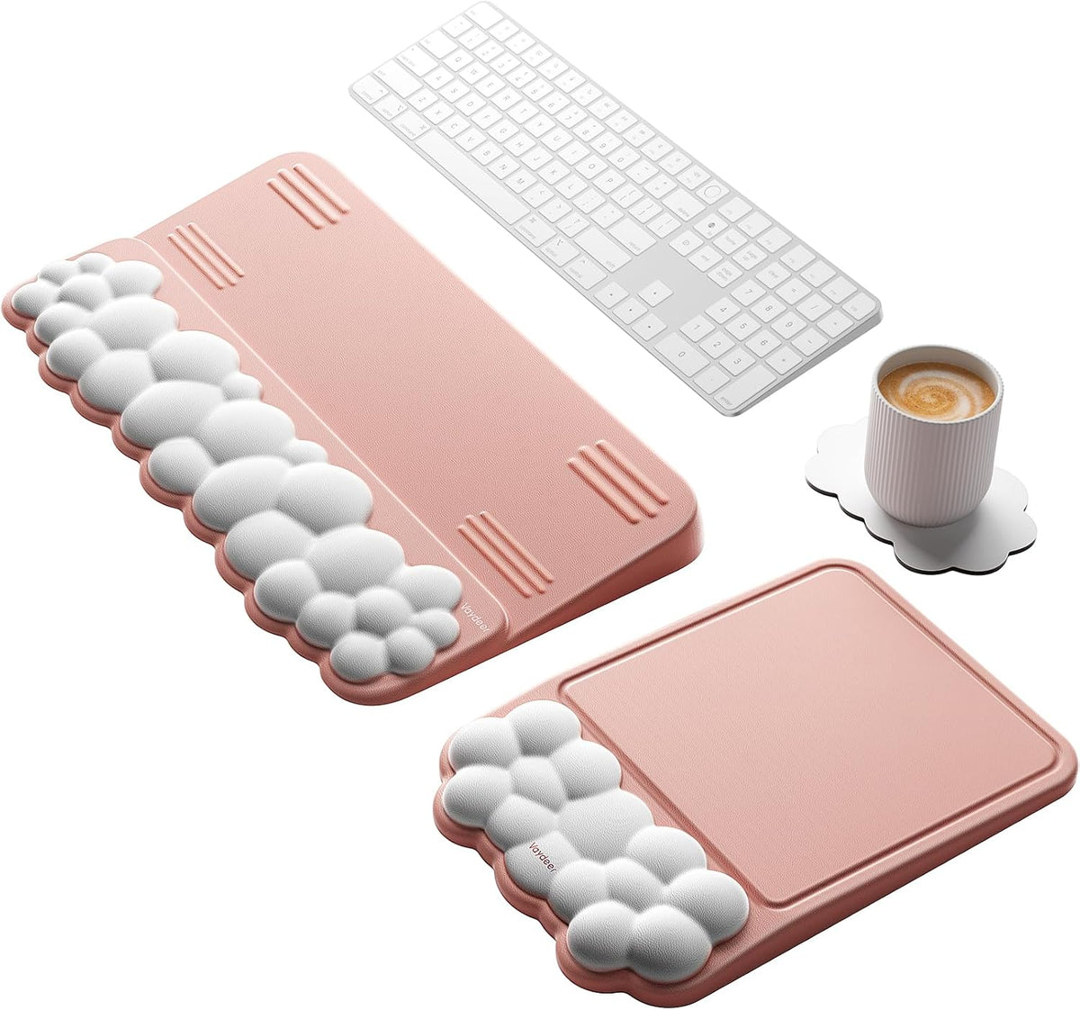 Vaydeer Keyboard Riser and Mouse Pad with Wrist Rest Set, Coaster Included