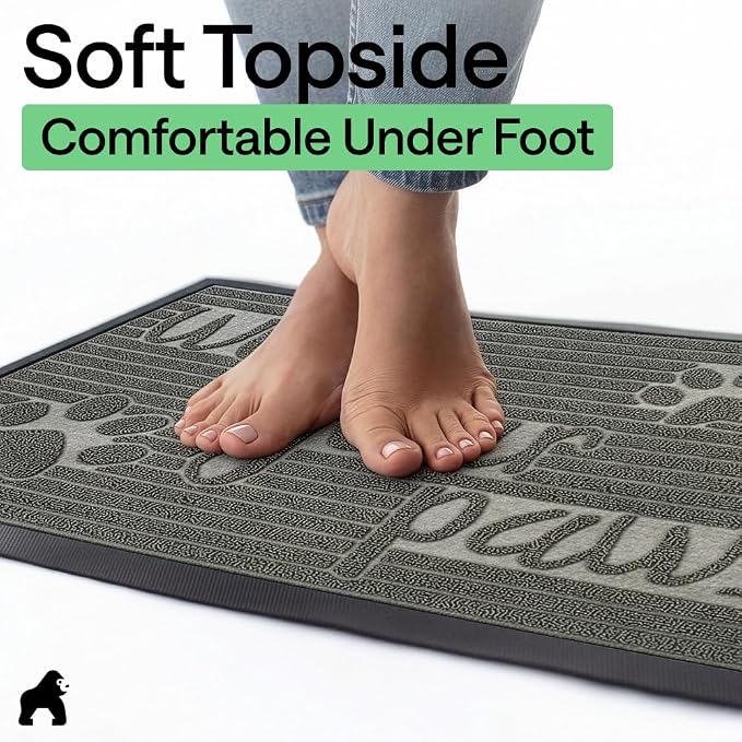 GORILLA GRIP 100% Waterproof All-Season WeatherMAX Doormat US Designed Natural