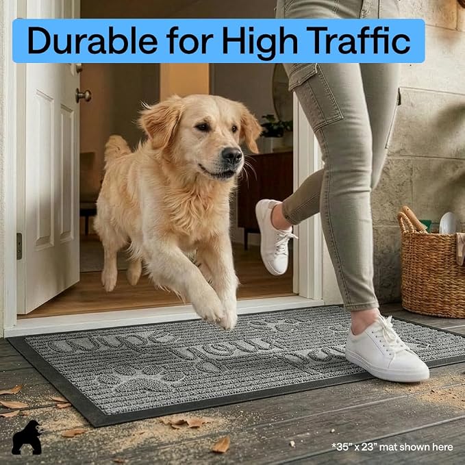 GORILLA GRIP 100% Waterproof All-Season WeatherMAX Doormat US Designed Natural