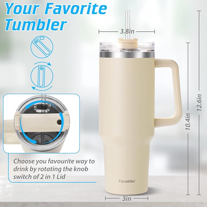 40 oz Tumbler with Handle | Stainless Steel Insulated Tumblers with Lids and