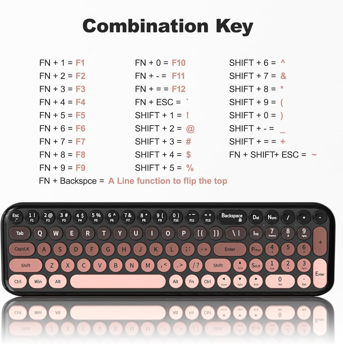 KNOWSQT Wireless Keyboard and Mouse Combo - BlackBerry-Gradient 2.4G Full-Size Typewriter Cute Colorful Keyboards - USB Plug and Play, for Windows, Laptop, Computer, PC, Desktop