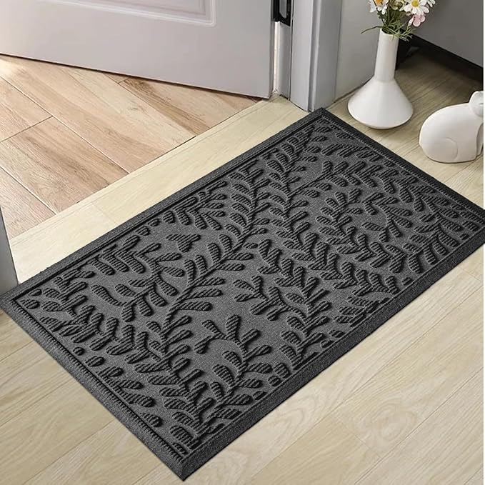 HIYARD Front Door Mat, Absorbent Dirt Trapping Welcome Door Mat Indoor Outdoor