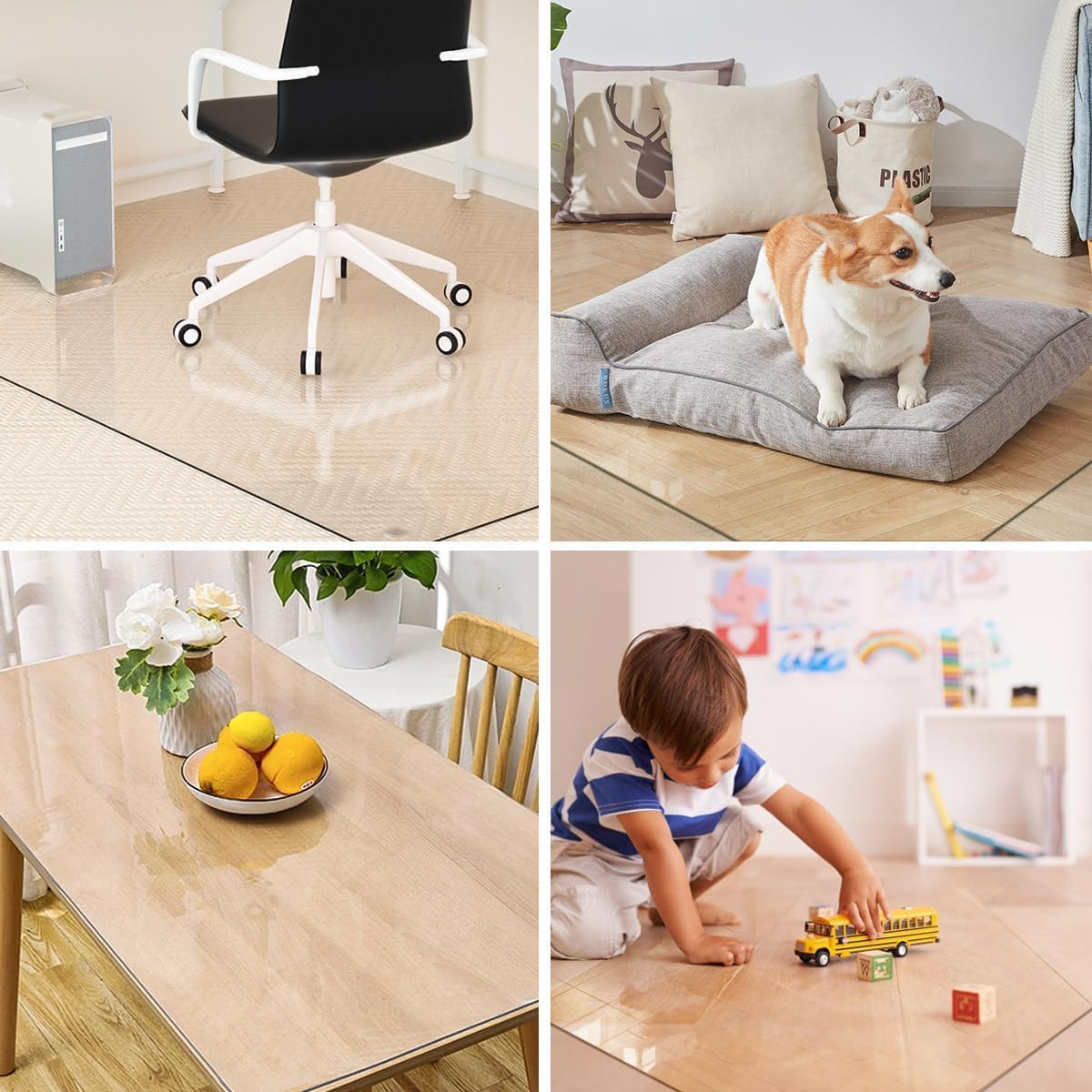 [Tempered Glass] 36" x 55" Glass Office Chair Mat for Carpet