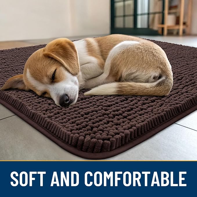 Smiry Dog Door Mat for Muddy Paws 54x32, Absorbent Dirt Trapper, Non-Slip