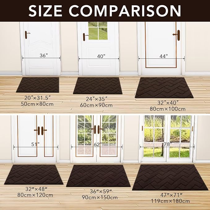 hicorfe Front Door Mat Outside Entrance, Stain and Fade Resistant, Non Slip