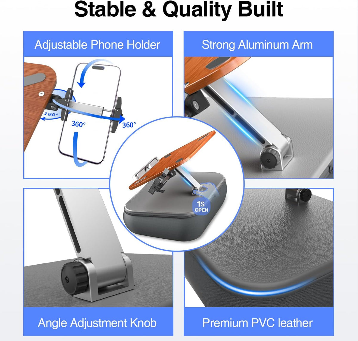 Adjustable Laptop Lap Desk, Laptop Stand with Cushion Pillow for Bed