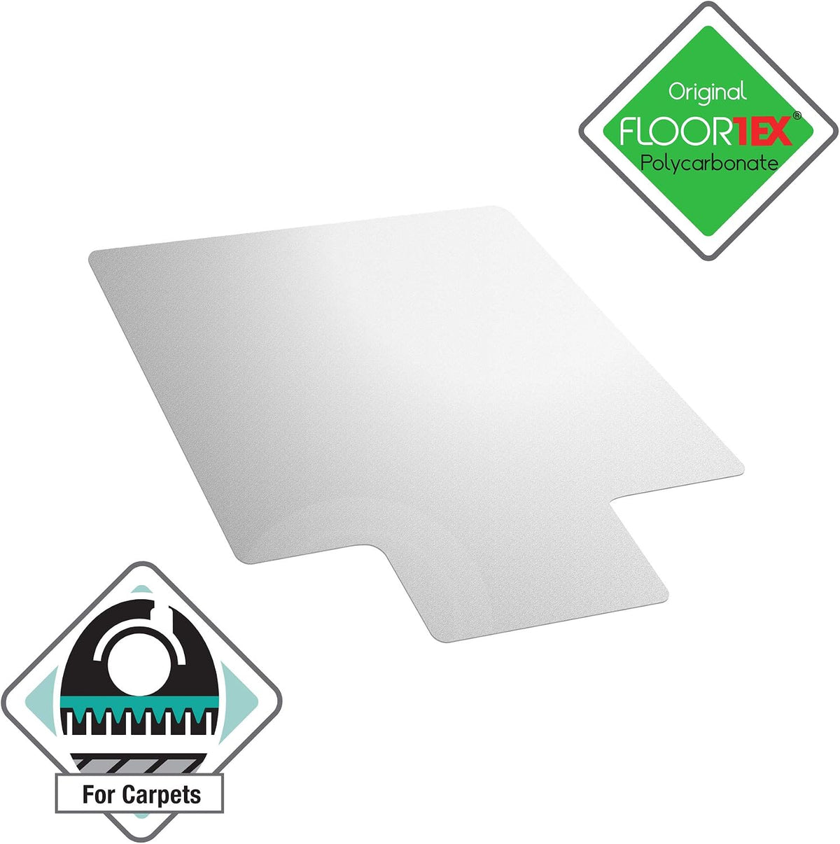 Floortex Poly Rctglr Lipped ChairMat Plush Pile Carpet48X53 (FR1113427LR)