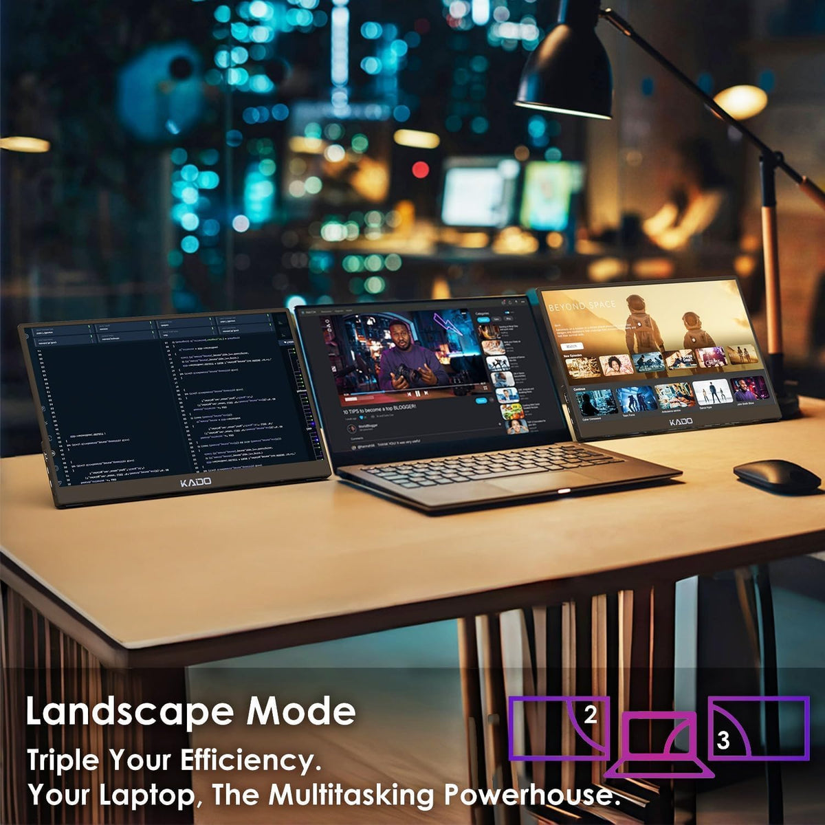 Kado 2-Pack Portable Monitor 15.6-inch FHD 1080p Ultra-Slim Laptop Monitor