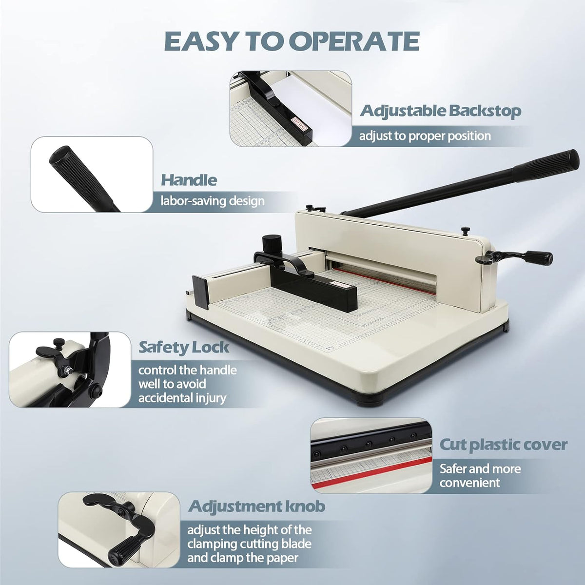 17 in Heavy Duty Paper Cutter,Cortadora de Papel 400 Sheets Guillotine Paper Trimmer with Double Safety Protection Durable HSS Blade for Cutting Paper (one Replacement Blade for Free)