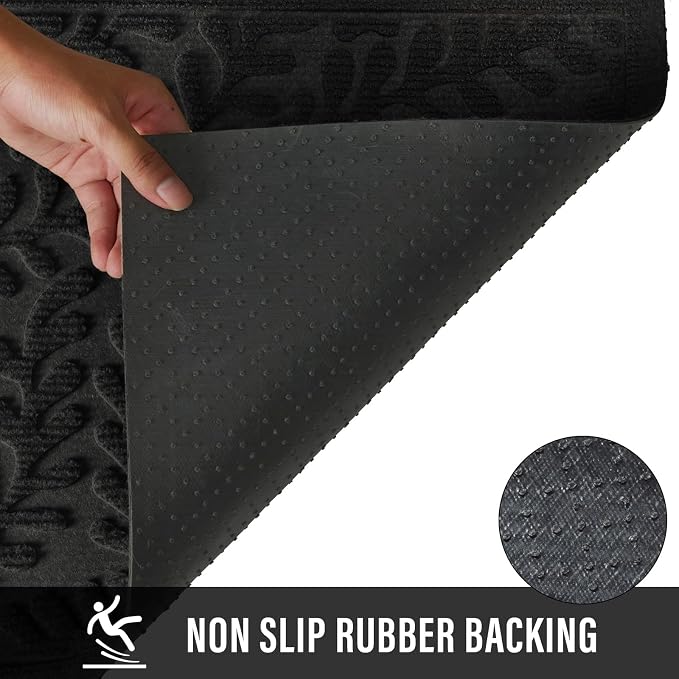 HIYARD Front Door Mat, Absorbent Dirt Trapping Welcome Door Mat Indoor Outdoor