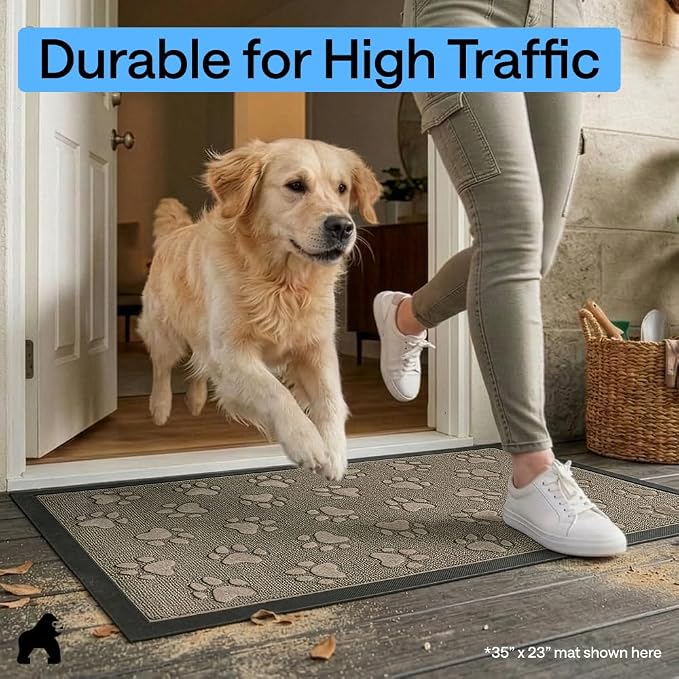 GORILLA GRIP 100% Waterproof All-Season WeatherMAX Doormat US Designed Natural