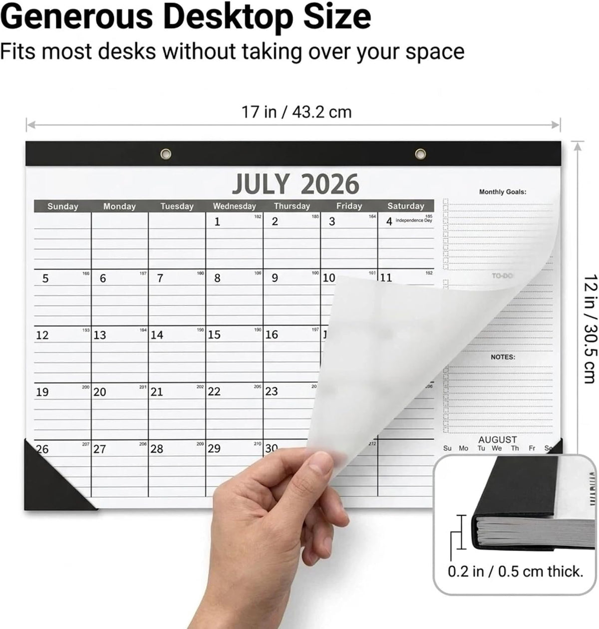 Calendar 2026-2027 (2 Pack) - 18 Month Desk Calendar 2026-2027(July 2026 - Dec 2027), 17" x 12" Desk Calendar with Thick 120 GSM Paper for School & Office.