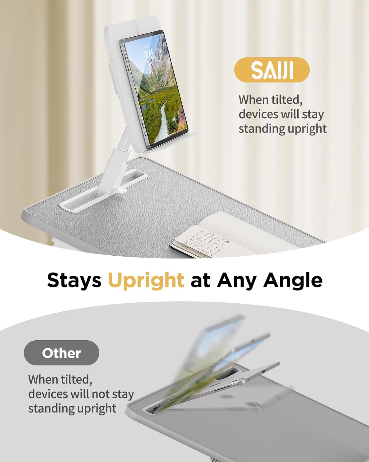 SAIJI Laptop Desk for Bed [XXL Extra Large] with Upgraded Book Stand