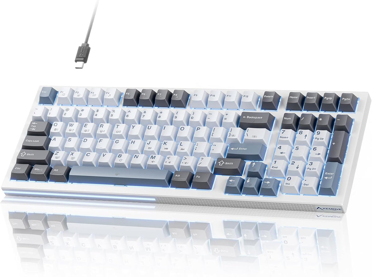 KEMOVE K98SE Mechanical Gaming Keyboard, 98 Keys LED Backlit Programmable, 96% Wired Computer Keyboard with Double Sound Dampening Foam, Pre-lubed Brown Switch