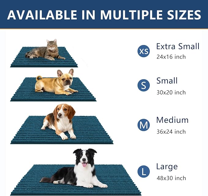 Smiry Dog Door Mat for Muddy Paws 48x30, Absorbent Dirt Trapper, Non-Slip
