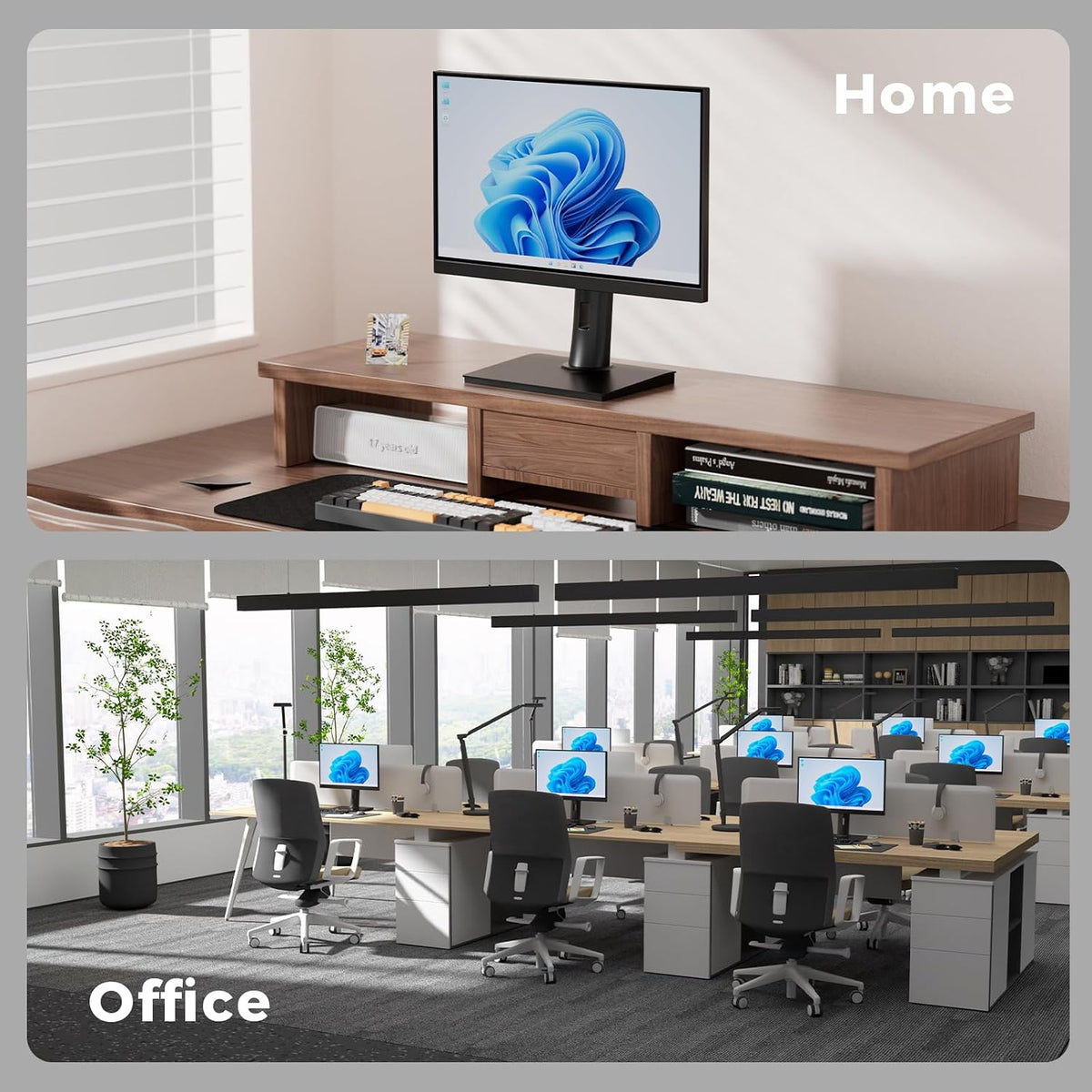 Single VESA Monitor Stand for Monitor Weight 7.7-11lb, 24-27″