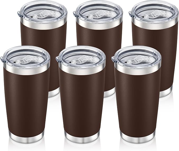 20oz Tumbler Bulk with Lid Stainless Steel Tumblers, 6 Pack | Leak Proof Lid