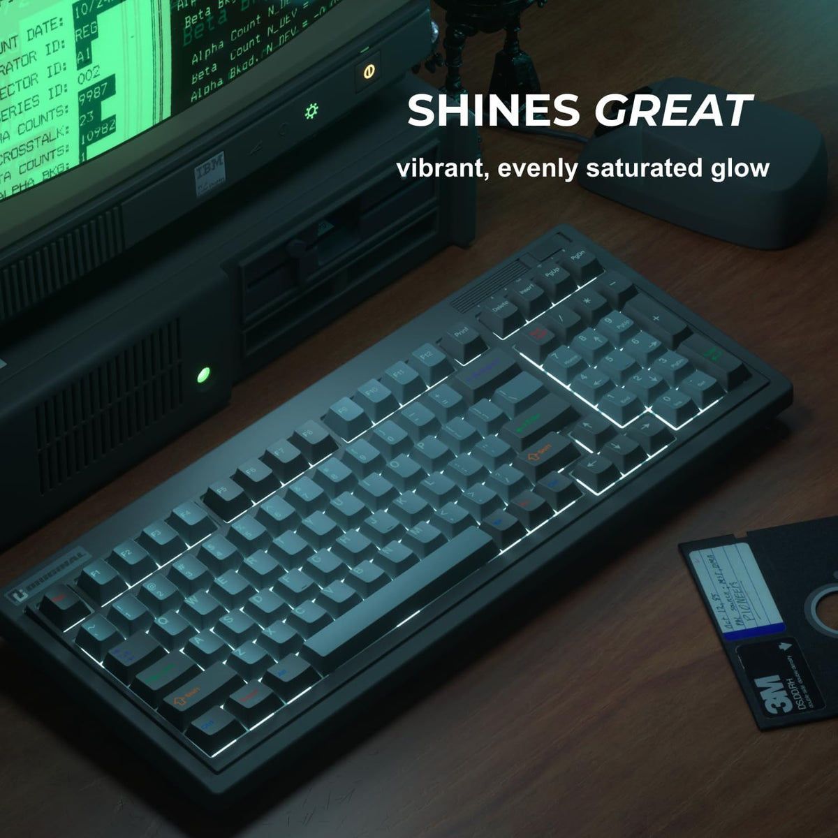 FL·ESPORTS OG98 Tri-Mode Retro Mechanical Keyboard, 96% Gasket Mount Hot Swappable Gaming Keyboard, PBT Keycaps, 4000mAh for Mac/PC - Pre-lubed Creamy Linear Switches | Black