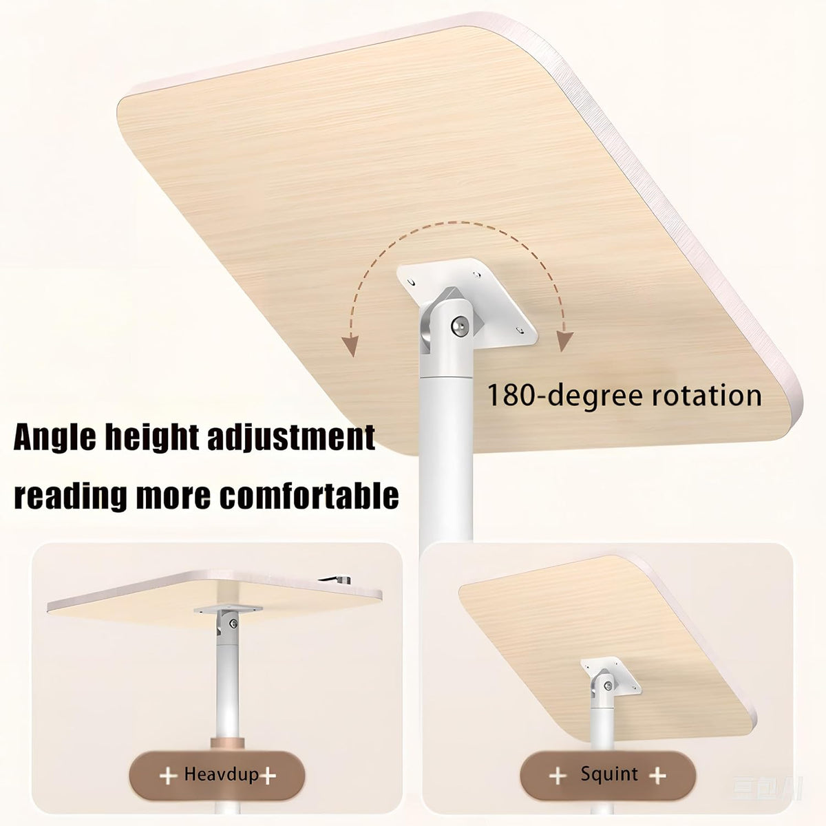 Adjustable Standing Book Stand,Book Reading Stands,Wood Music Sheet，Podium& Bible& Cookbooks Display Stands.Goodbye to Head Down Fatigue Adjustable Viewing Angle (White, 35in)