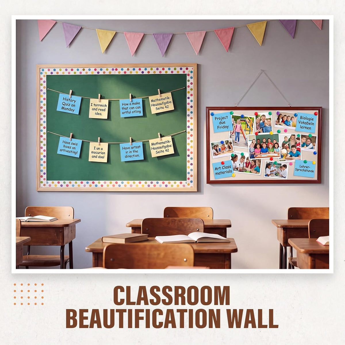 Magnetic Linen Bulletin Board Wood for Wall, 30 x 20'', Walnut
