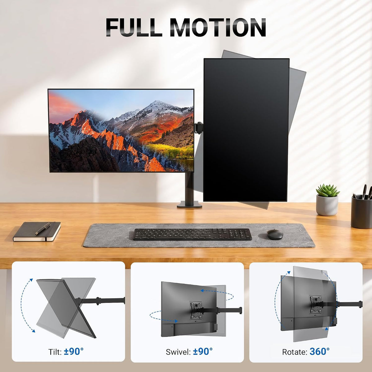 GRIFEMA Monitor Mount for 13-32 in, Dual Monitor Arm, Up to 19.8 Lbs Each