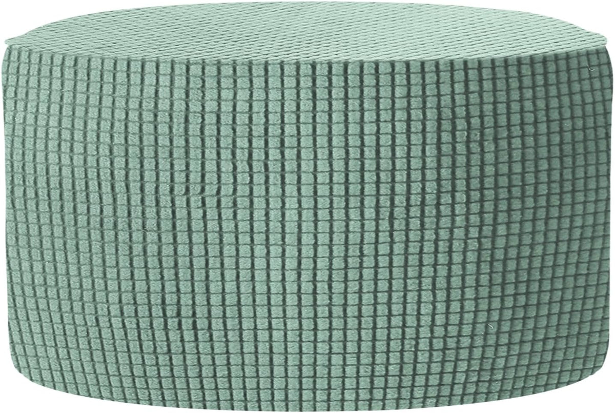 uxcell Ottomen Cover Round, Jacquard Ottomen Slipcover with Elastic Bottom Fit 76cm-104cm /29.9"-40.9" Diameter, Stretchable Footrest Stool Covers for Furniture Protector, Gray Green