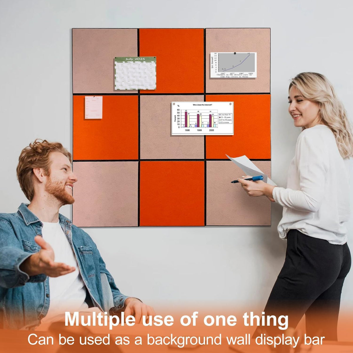 Tic Tac Toe Game Bulletin Board Decorations 18 Piece Cork Boards for Walls Felt Squares Tiles for Office Family Entertainment 36×36 Inch