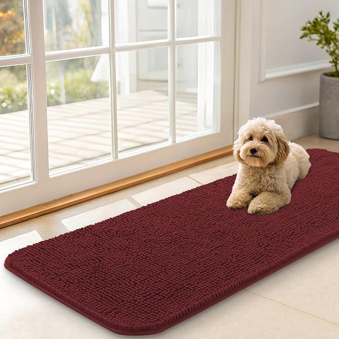 OLANLY Dog Door Mat for Muddy Paws 47x17, Absorbs Moisture and Dirt, Absorbent