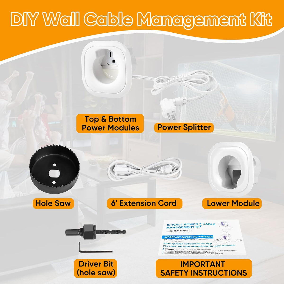 in Wall Cable Management Kit, Recessed Cable Hider for Wall Mounted TV