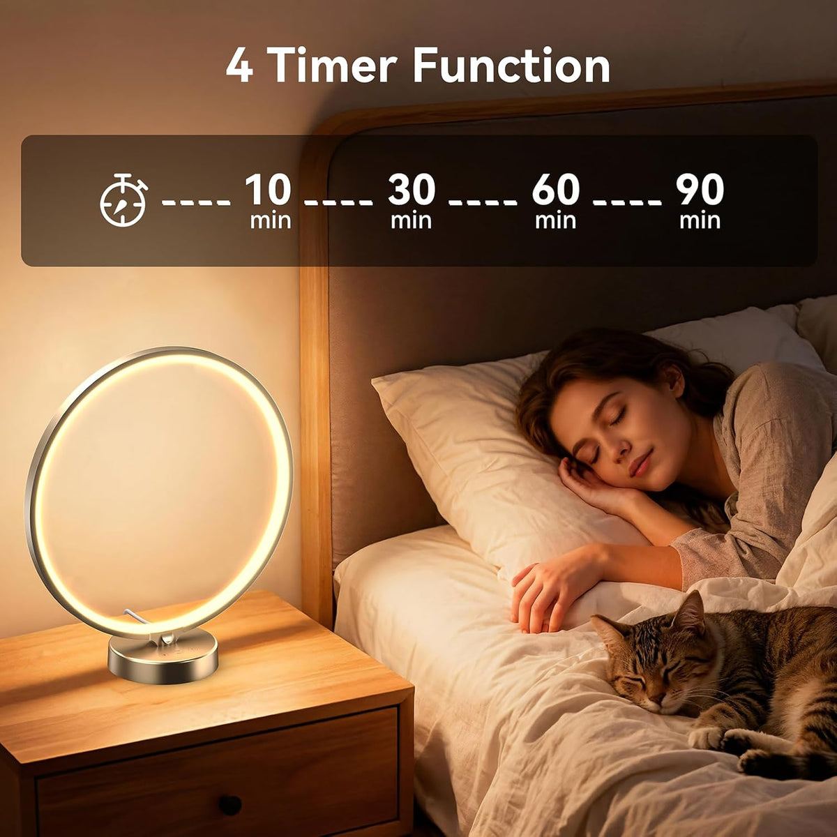 Doraubia Sunlight Lamp,10000 Lux Sun Lamp,Daylight Lamp with 3 Color Temperatures, Stepless Brightness, Memory Function &Timer Natural Lamp, Desk Lamp Table Lamp for Home-Gold