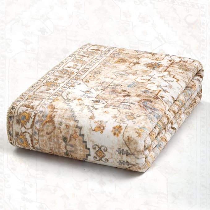 SERISSA 4x6 Boho Bedroom Rug, Washable Non Slip Vintage Peach Cream Area Rugs