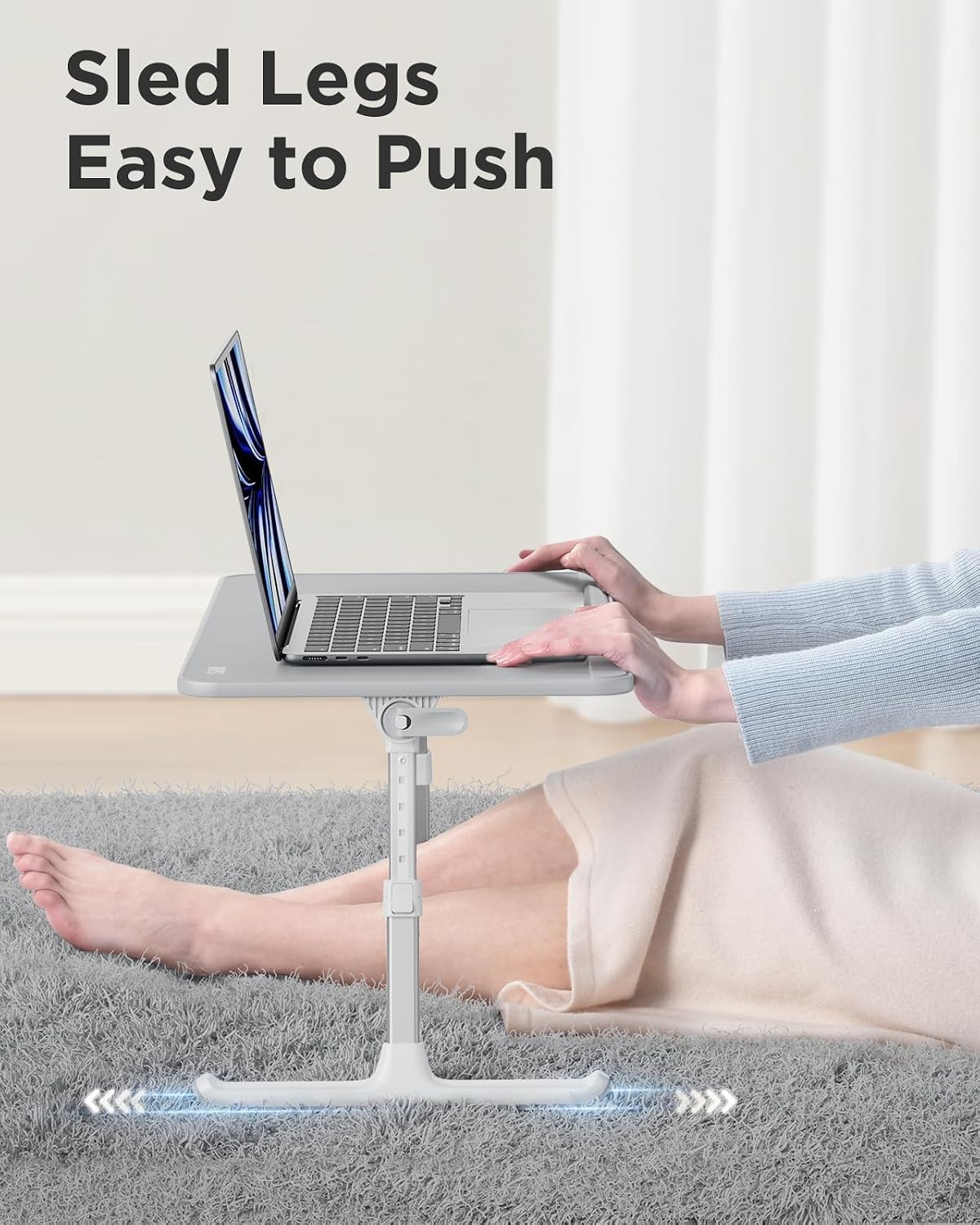 SAIJI Non-Slip Leather Lap Desk Laptop Bed Tray Table, Laptop Stand for Bed