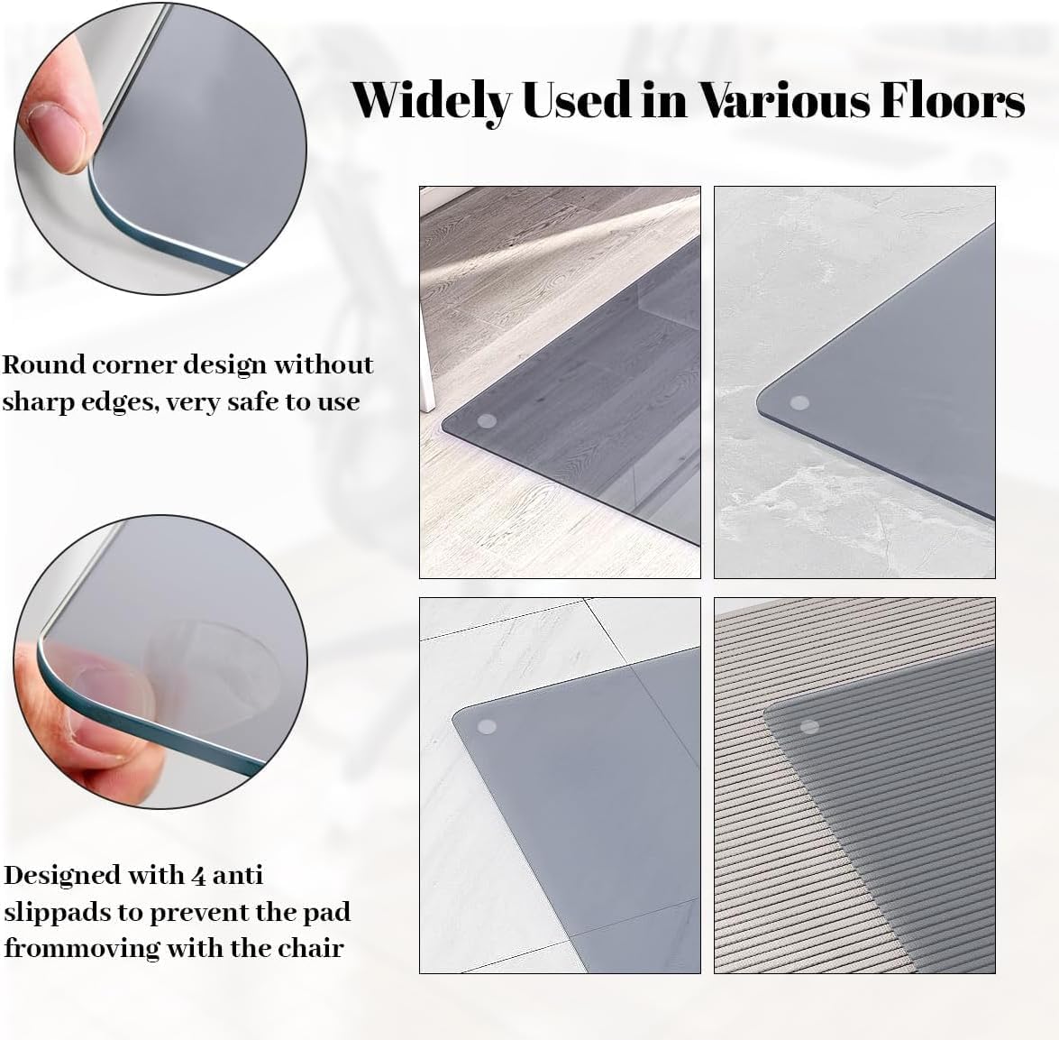 [Tempered Glass] 54" x 72" Glass Office Chair Mat for Carpet