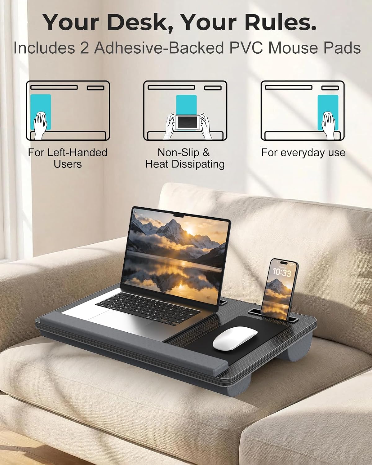 Potuopy Laptop Lap Desk, Portable Bed Table Tray for Laptop Fit 17" Laptops