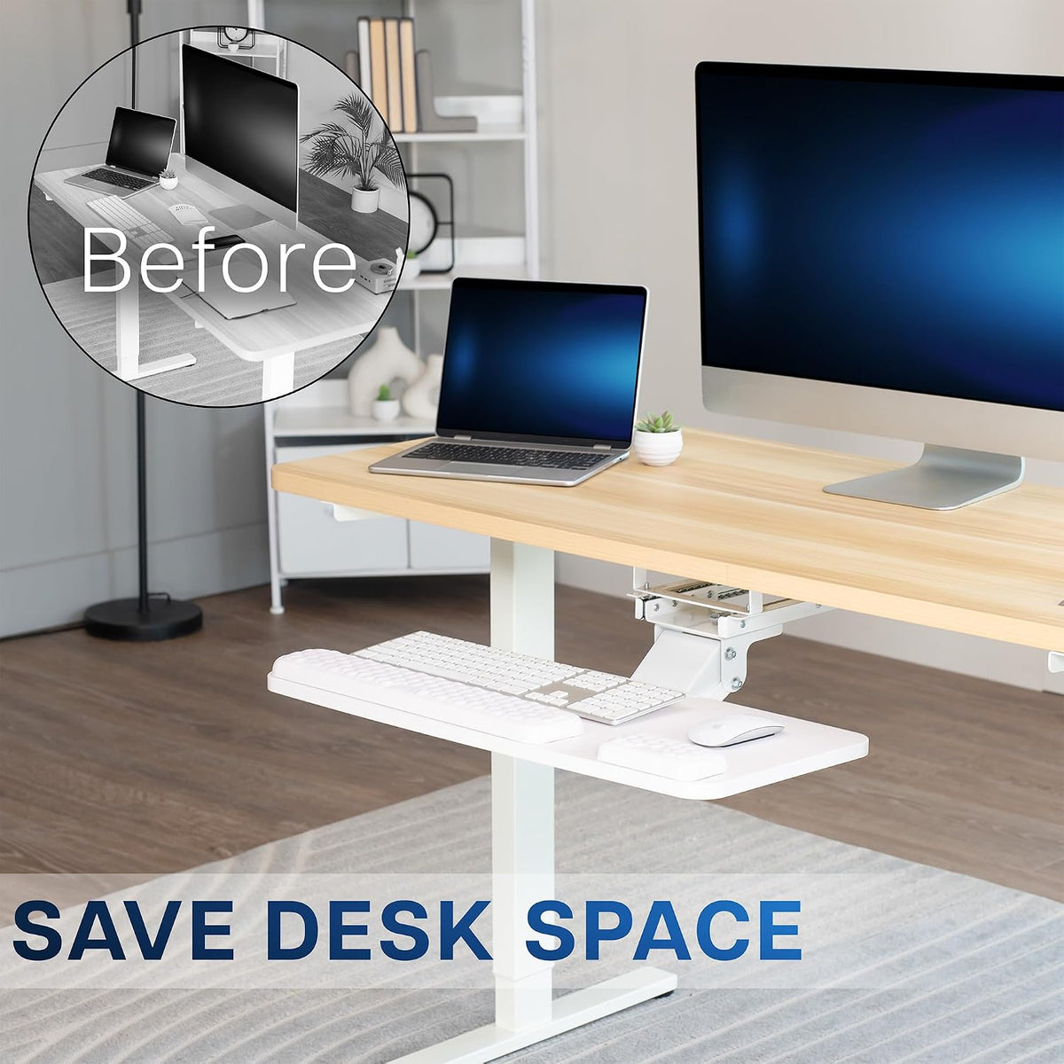 VIVO Premium White Under Desk 27 x 11 in Keyboard Tray, MOUNT-KB27P-W