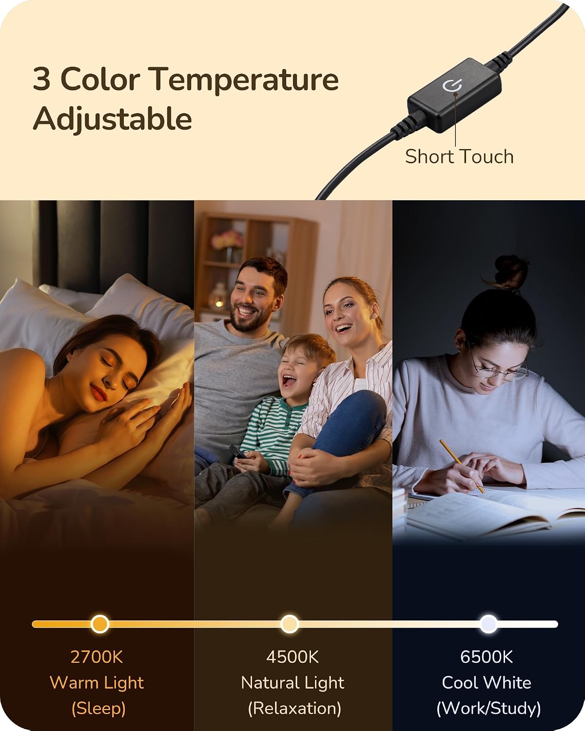 EDISHINE LED Table Lamp, Modern Dimmable Desk Lamps Metal Finish, Gold