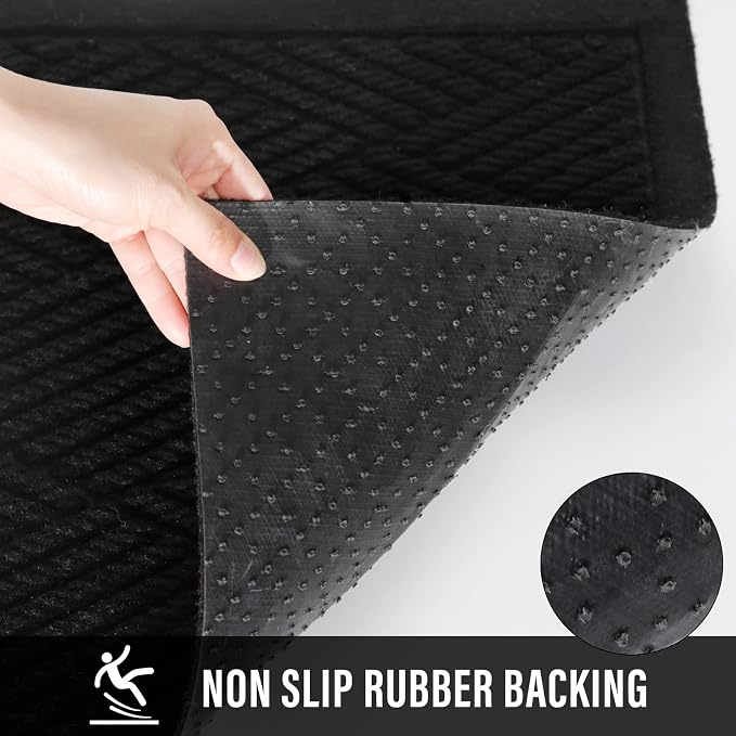 HIYARD Sturdy Front Door Mat, Absorbent Muddy Dirt Resist Welcome Door Mats