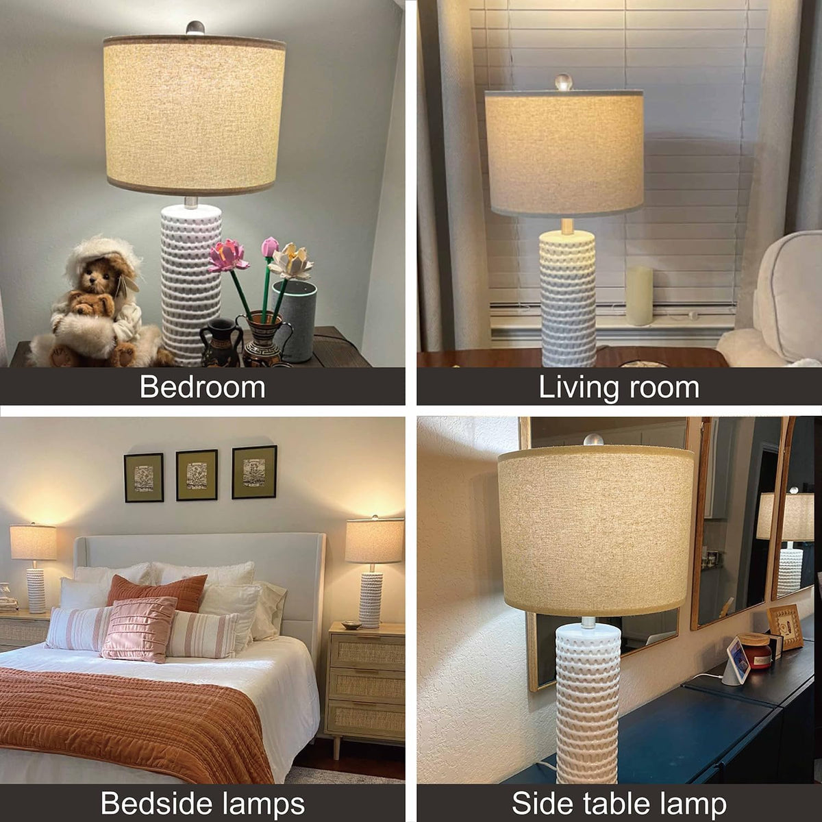 PORTRES 24" Farmhouse Ceramic Table Lamps Set of 2 for Bedroom Living Room
