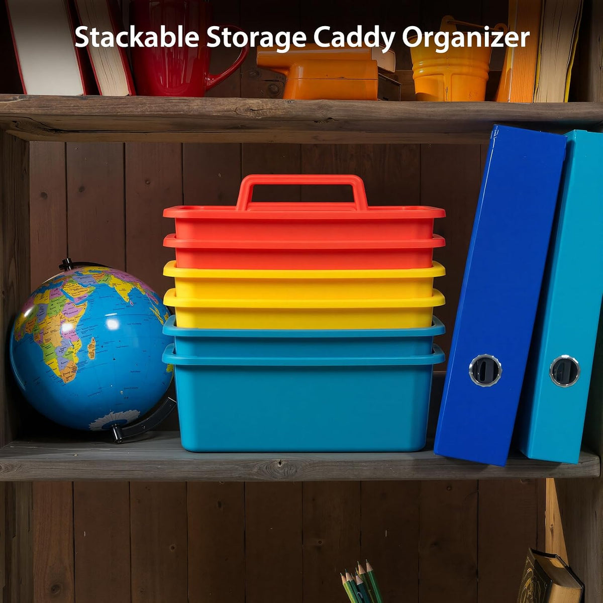 12 Pack Classroom Caddy, Plastic Caddies with Handle & Removable Dividers